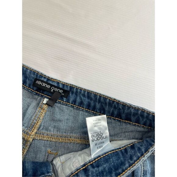 NWT Insane Gene Heavy Distressed Straight Denim Jeans Size 9/28 New - Picture 2 of 8